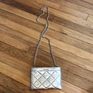 Kate Spade silver mini cross body bag
